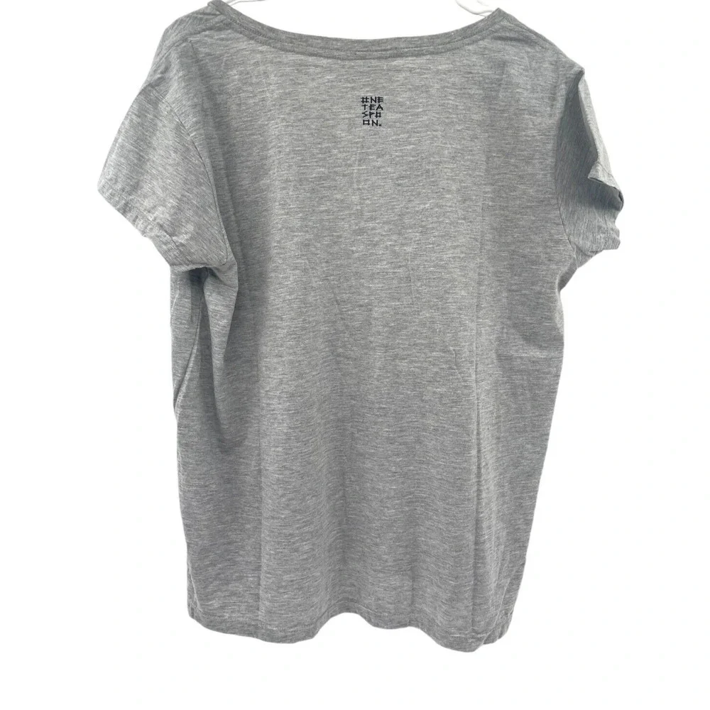One Teaspoon Womens Grey Marl Scoop Neck Shirt Short Sleeve Size XL NWT $58